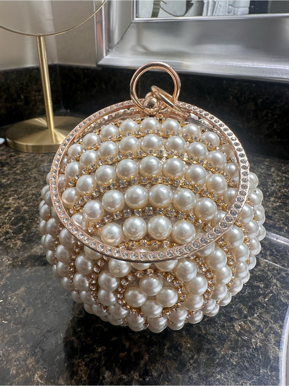 Pearl-Encrusted Gold Evening Clutch